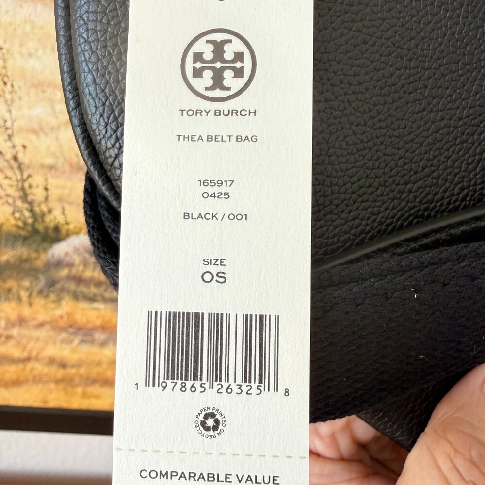 Best Price‼️Tory Burch Thea Belt Bag 165917 Pebbled Leather Black $395 - Picture 9 of 9